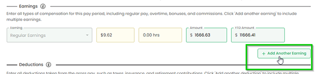 Add Additional Earnings
