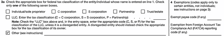 Form W9: federal tax classification