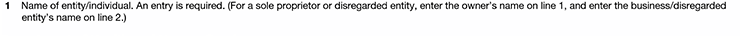 Form W9: name of entity individual 