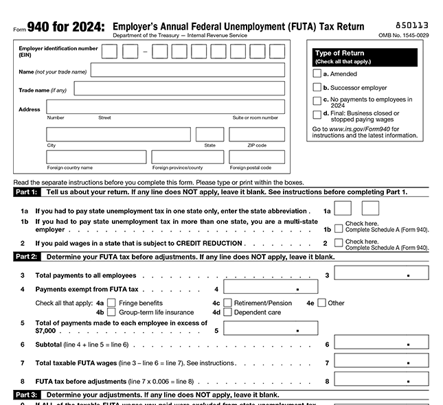 Form 940: Employer’s Annual FUTA Tax Return