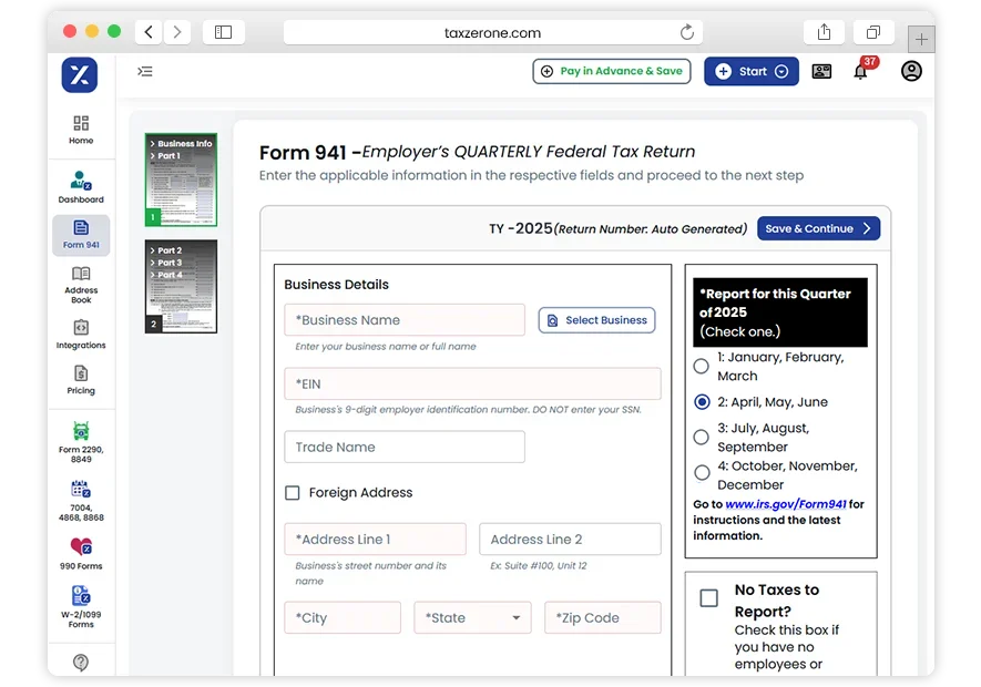 How to File Form 941 with Taxzerone?
